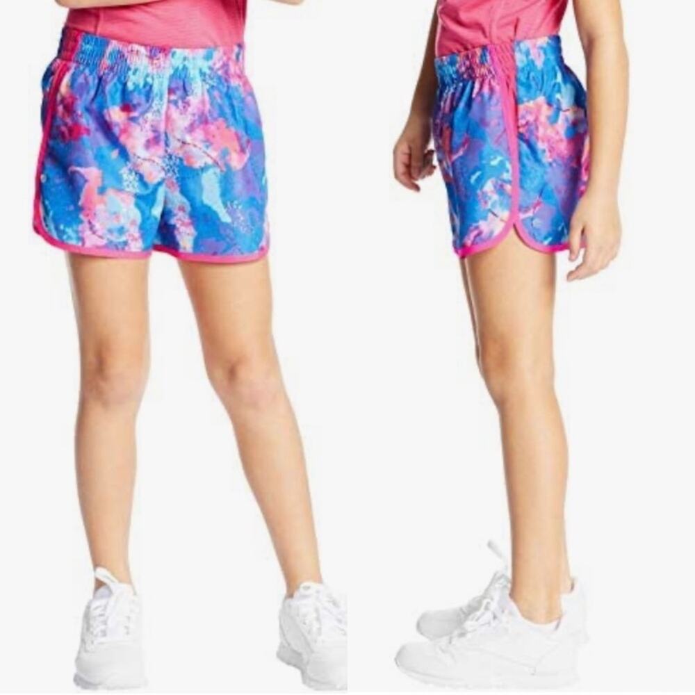 C9 CHAMPION • Blue + Pink Graffiti Wash 2" Woven Athletic Running Shorts